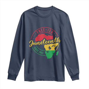 Free-ish Juneteenth Since 1865 Long Sleeve Shirt TS01 Navy Print Your Wear