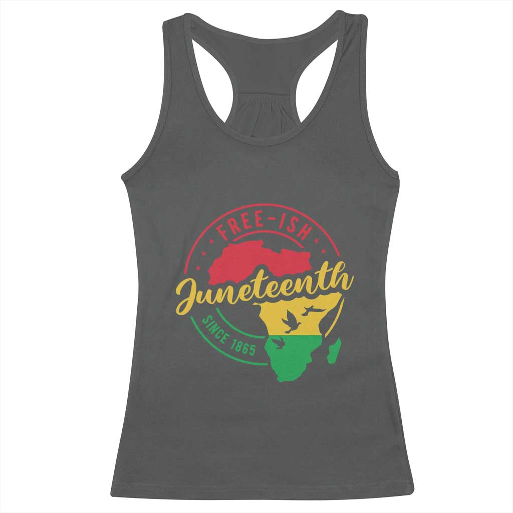 Free-ish Juneteenth Since 1865 Racerback Tank Top TS01 Dark Heather Print Your Wear