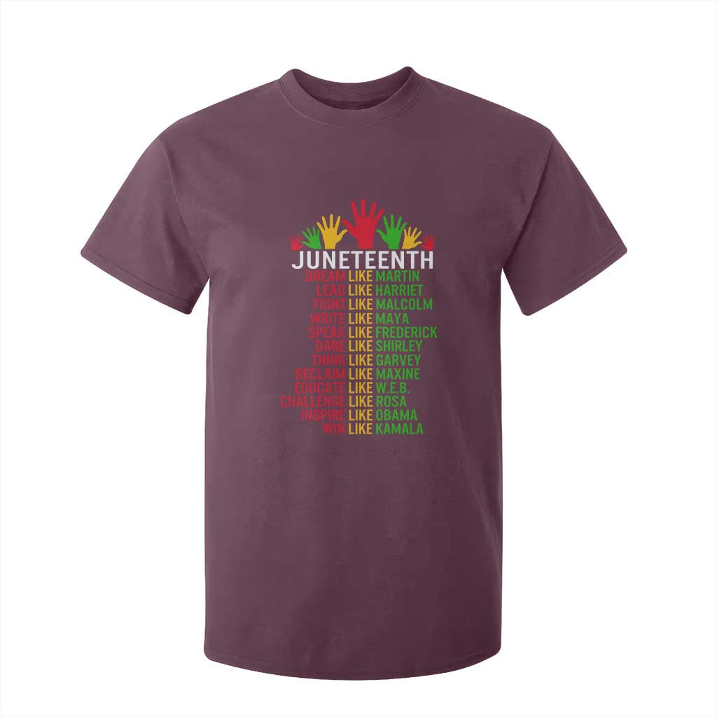 Juneteenth 1865 T Shirt For Kid Dream Like Leaders TS01 Maroon Print Your Wear