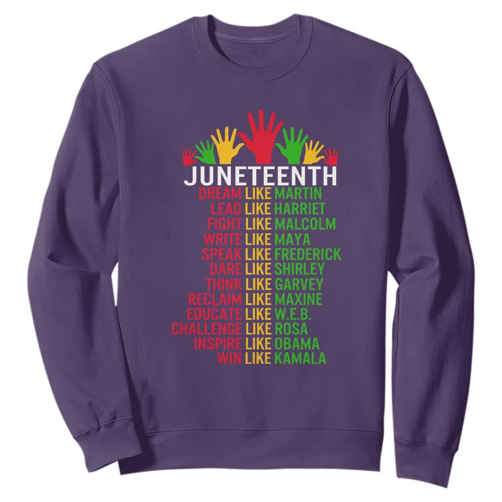 Juneteenth Sweatshirt Dream Like Leaders TS01 Purple Printyourwear