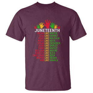 Juneteenth T Shirt Dream Like Leaders TS01 Maroon Printyourwear