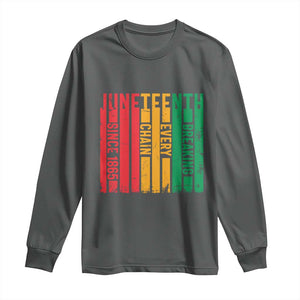 Juneteenth Since 1865 Long Sleeve Shirt Breaking Every Chain TS01 Dark Heather Print Your Wear