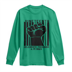 Juneteenth 1865 Independence Long Sleeve Shirt Celebrate Freedom Raised Fist TS01 Irish Green Print Your Wear