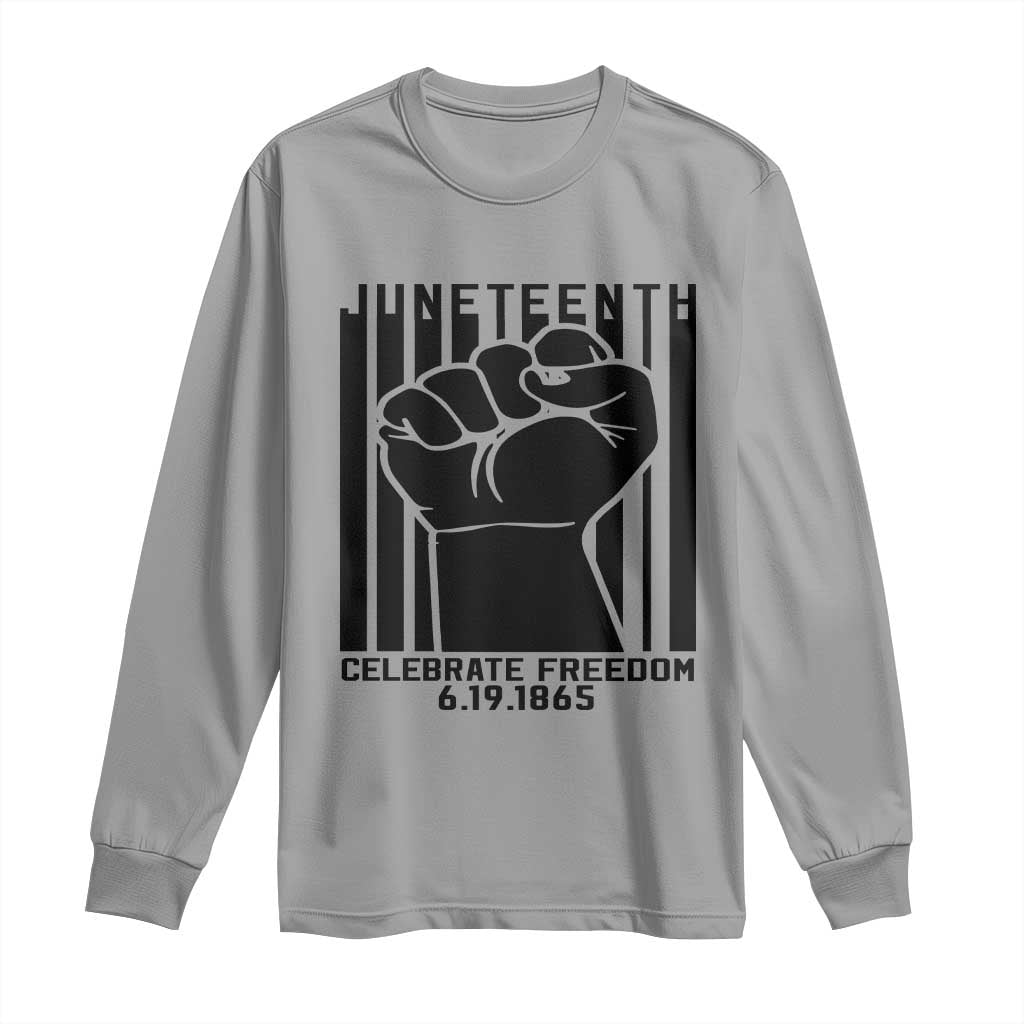 Juneteenth 1865 Independence Long Sleeve Shirt Celebrate Freedom Raised Fist TS01 Sport Gray Print Your Wear