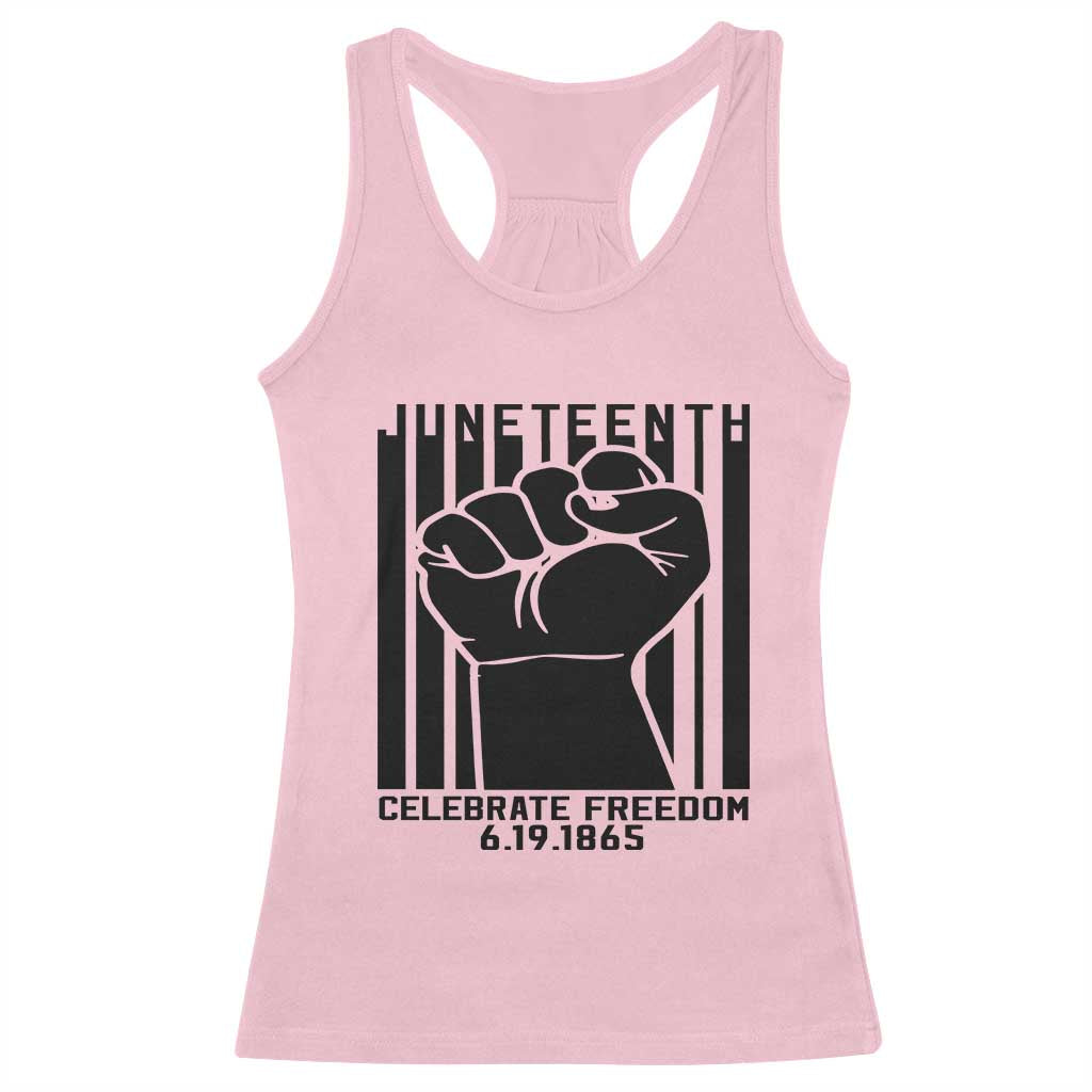 Juneteenth 1865 Independence Racerback Tank Top Celebrate Freedom Raised Fist TS01 Light Pink Print Your Wear
