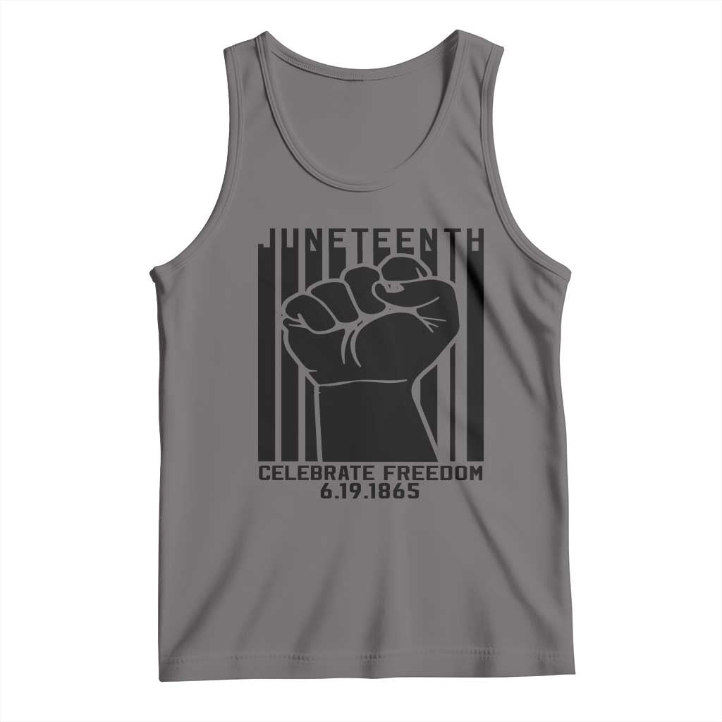 Juneteenth 1865 Independence Tank Top Celebrate Freedom Raised Fist TS01 Deep Heather Print Your Wear
