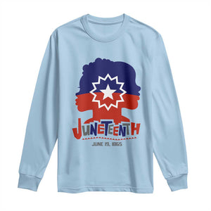 Juneteenth Flag Long Sleeve Shirt Celebrating Black Freedom Day 1865 TS01 Light Blue Print Your Wear