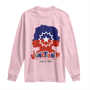 Juneteenth Flag Long Sleeve Shirt Celebrating Black Freedom Day 1865 TS01 Light Pink Print Your Wear