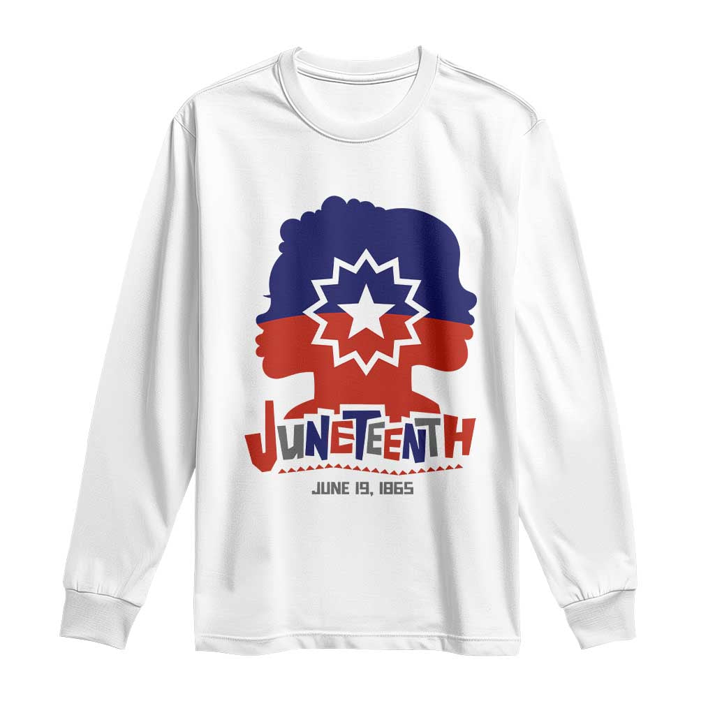 Juneteenth Flag Long Sleeve Shirt Celebrating Black Freedom Day 1865 TS01 White Print Your Wear