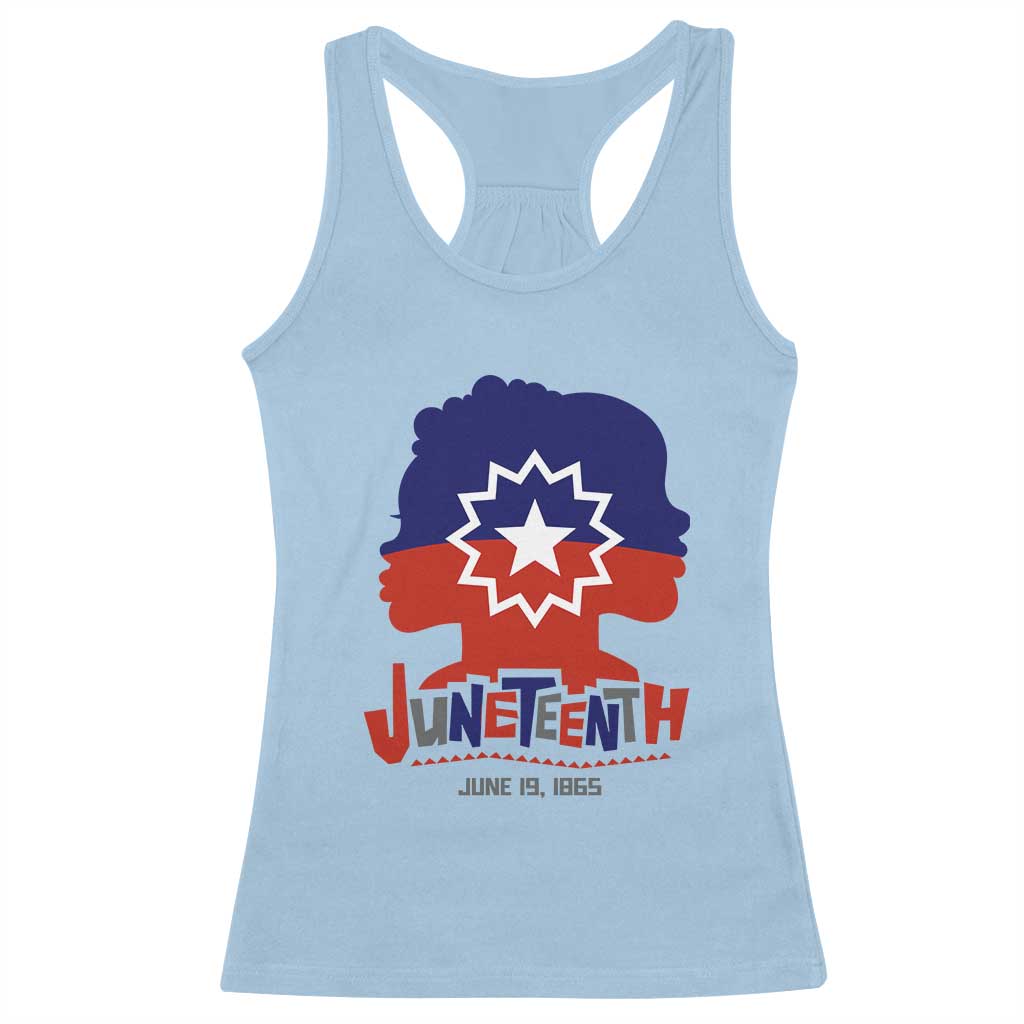 Juneteenth Flag Racerback Tank Top Celebrating Black Freedom Day 1865 TS01 Light Blue Print Your Wear