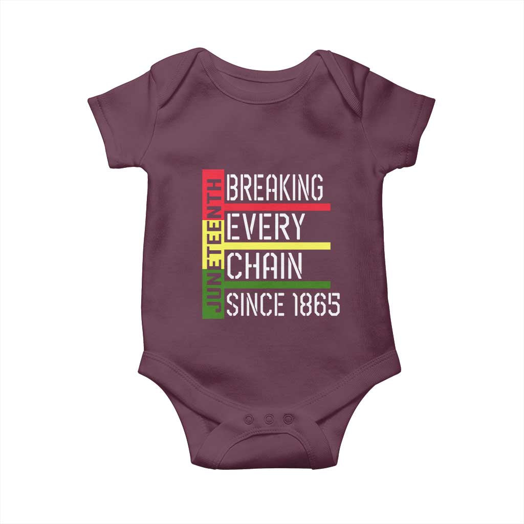 Juneteenth 1865 Baby Onesie Breaking Every Chain TS01 Maroon Print Your Wear