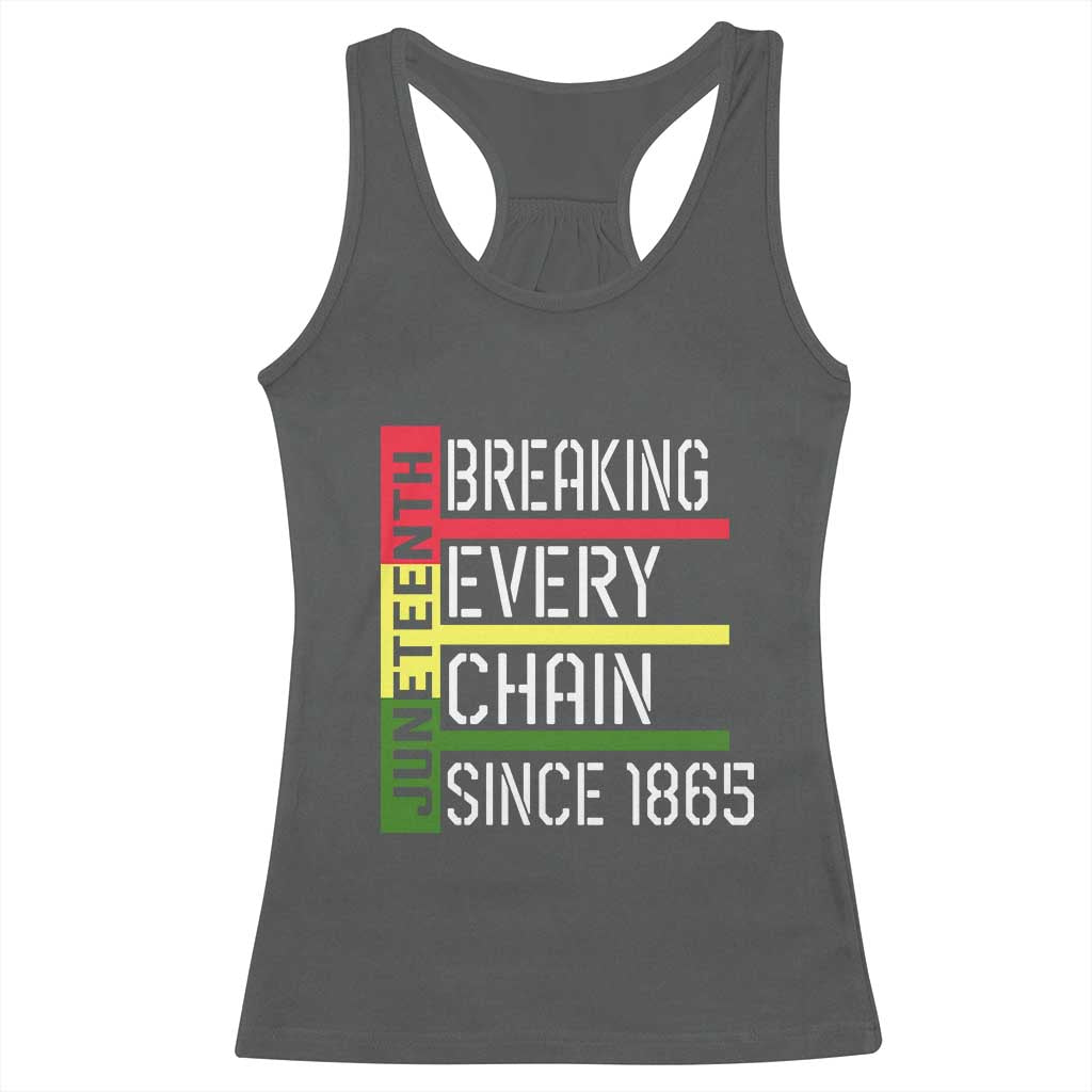Juneteenth 1865 Racerback Tank Top Breaking Every Chain TS01 Dark Heather Print Your Wear