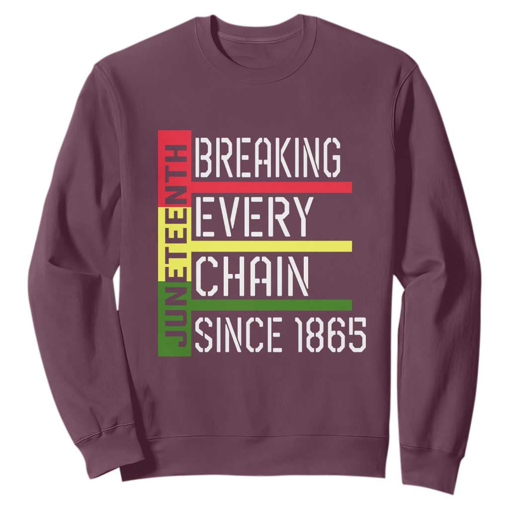 Juneteenth Breaking Every Chain Sweatshirt Since 1865 TS01 Maroon Printyourwear