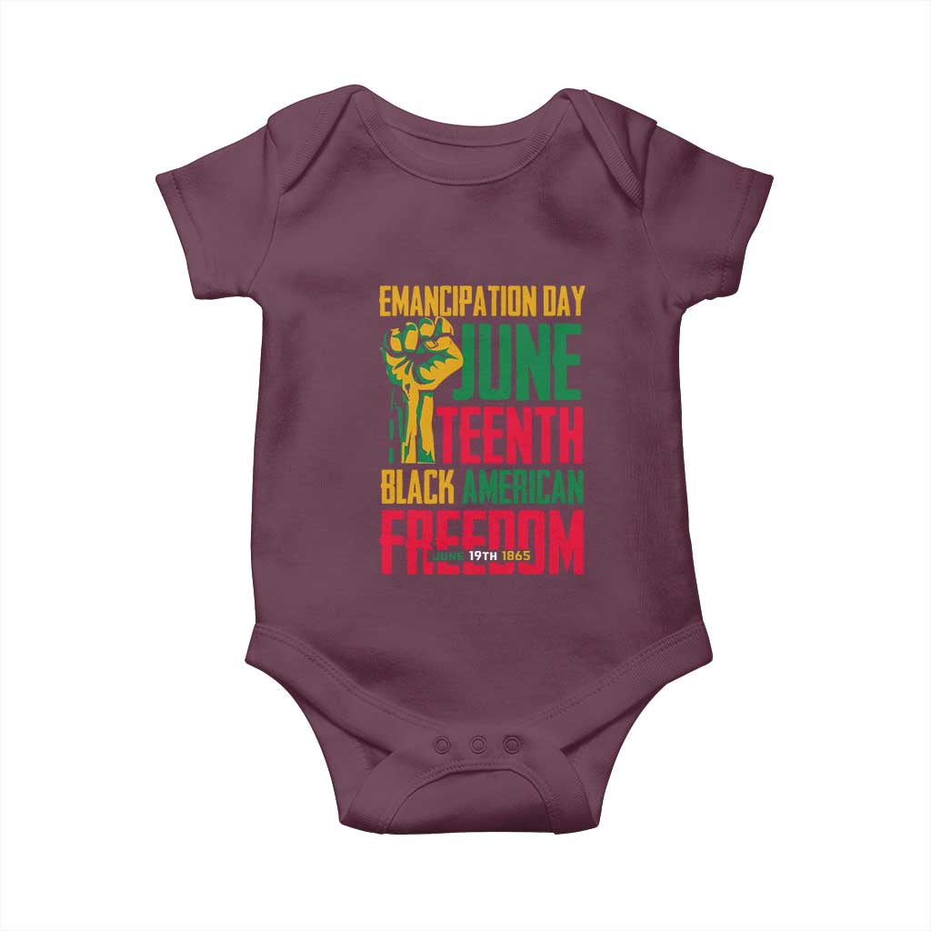 Emancipation Day Baby Onesie Juneteenth Black American Freedom Since 1865 TS01 Maroon Print Your Wear
