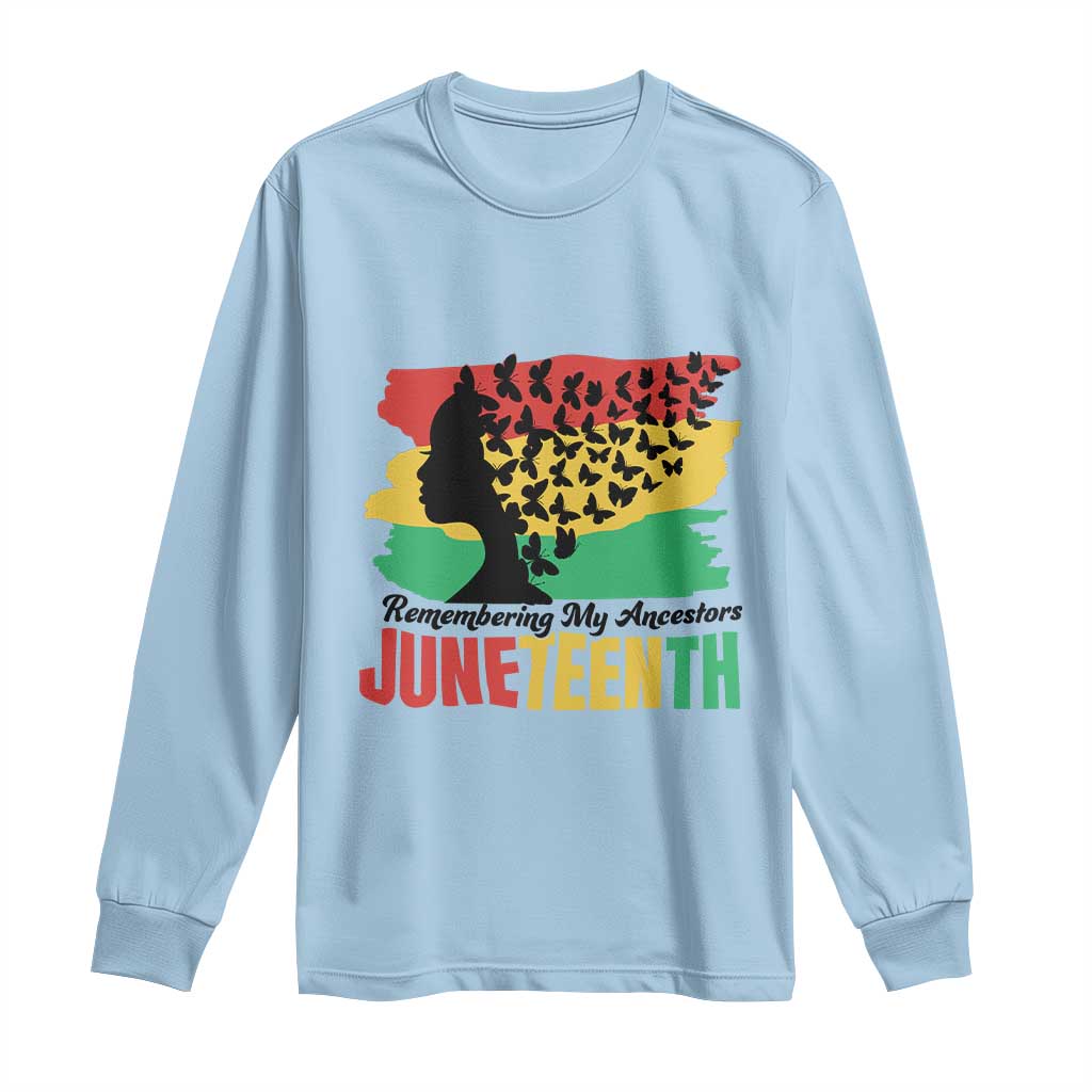 Juneteenth 1865 Long Sleeve Shirt Remembering My Ancestors TS01 Light Blue Print Your Wear