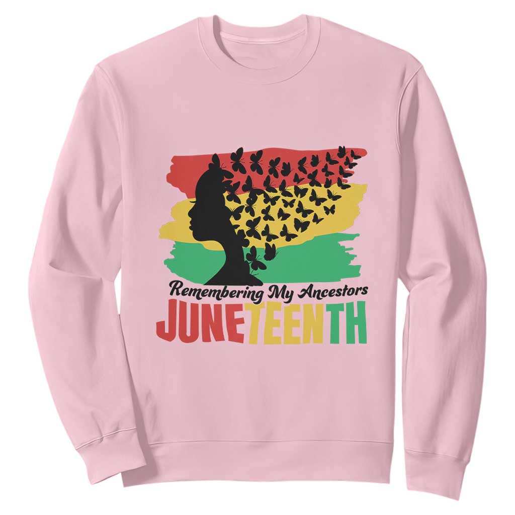 Juneteenth Sweatshirt Remembering My Ancestors TS01 Light Pink Printyourwear