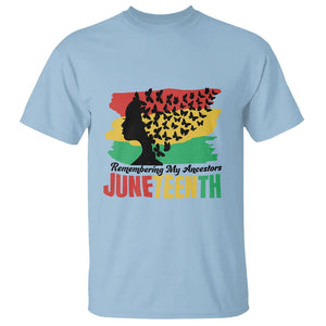 Juneteenth T Shirt Remembering My Ancestors TS01 Light Blue Printyourwear