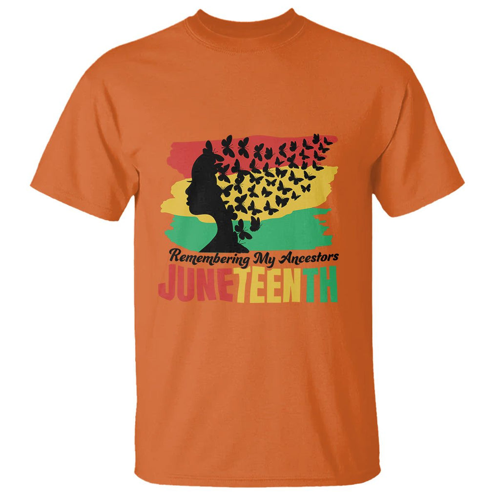 Juneteenth T Shirt Remembering My Ancestors TS01 Orange Printyourwear