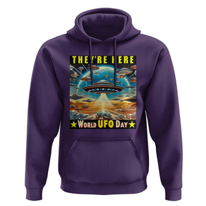 They're Here World UFO Day July 2nd Hoodie TS01 Purple Print Your Wear