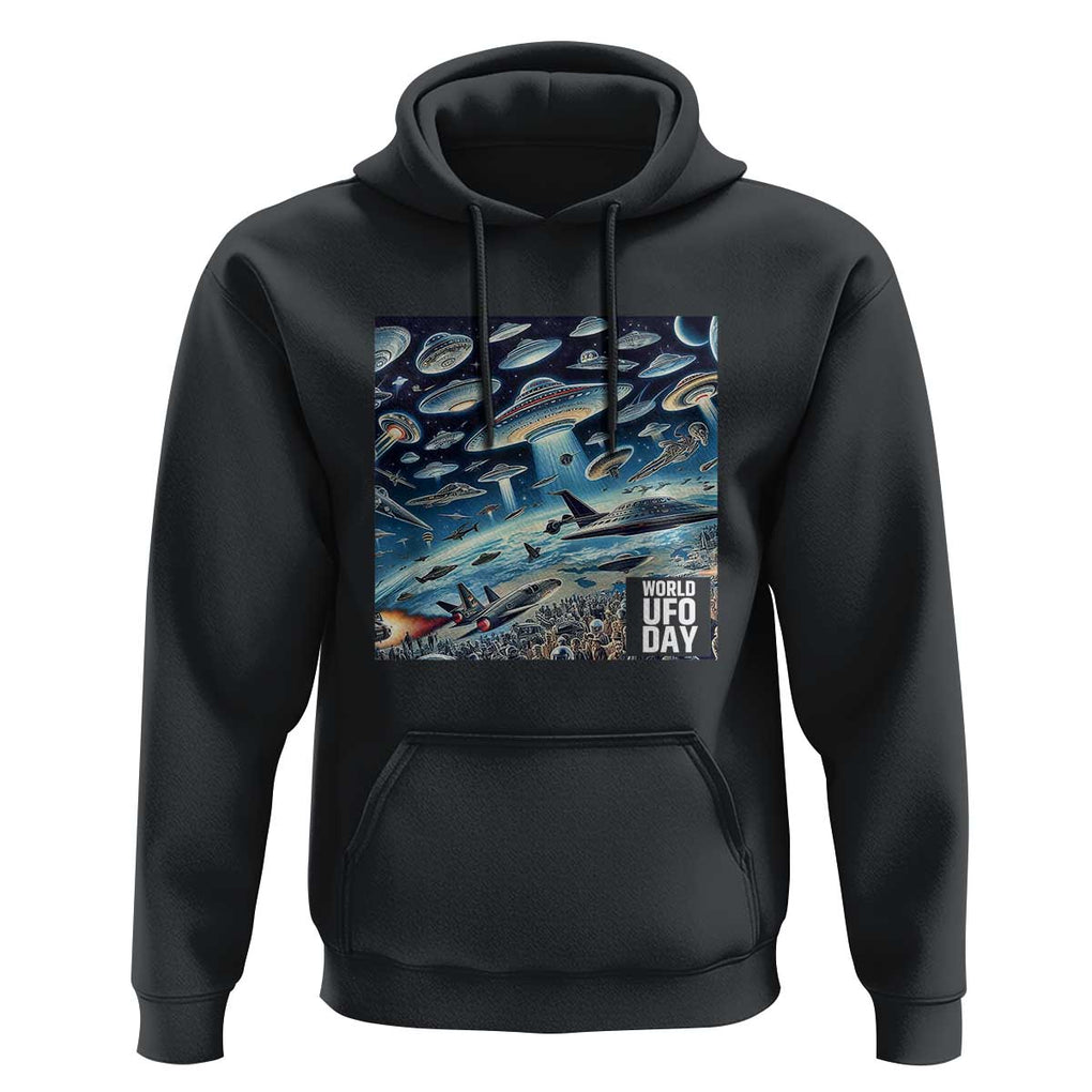 World UFO Day July 2nd They're Here Hoodie TS01 Black Print Your Wear