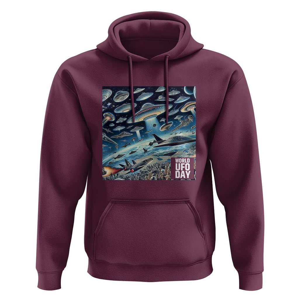 World UFO Day July 2nd They're Here Hoodie TS01 Maroon Print Your Wear