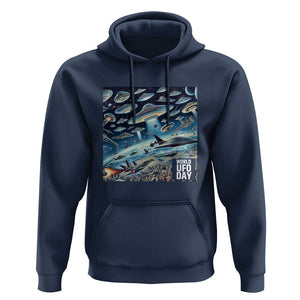 World UFO Day July 2nd They're Here Hoodie TS01 Navy Print Your Wear