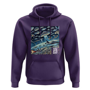 World UFO Day July 2nd They're Here Hoodie TS01 Purple Print Your Wear