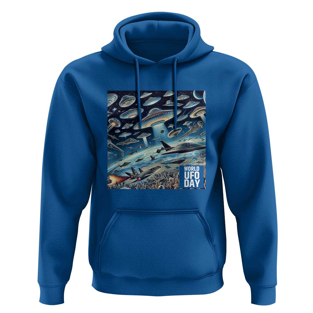 World UFO Day July 2nd They're Here Hoodie TS01 Royal Blue Print Your Wear