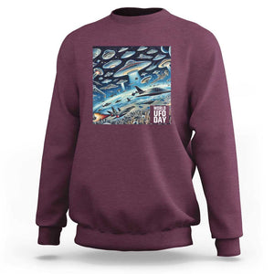 World UFO Day July 2nd They're Here Sweatshirt TS01 Maroon Print Your Wear