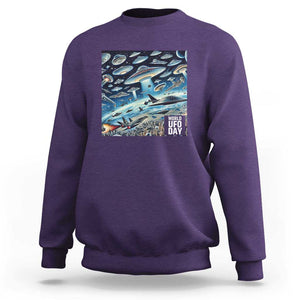 World UFO Day July 2nd They're Here Sweatshirt TS01 Purple Print Your Wear