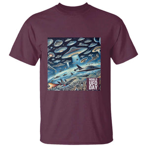 World UFO Day July 2nd They're Here T Shirt TS01 Maroon Print Your Wear