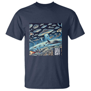 World UFO Day July 2nd They're Here T Shirt TS01 Navy Print Your Wear