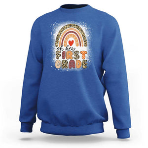 Oh Hey First Grade Sweatshirt Rainbow Bleached, 1st Day of School for Girls TS01 Royal Blue Print Your Wear