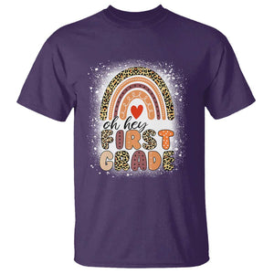 Oh Hey First Grade T Shirt Rainbow Bleached, 1st Day of School for Girls TS01 Purple Print Your Wear