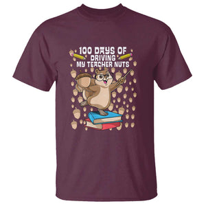 Funny 100 Days of School T Shirt Driving My Teacher Nuts TS01 Maroon Print Your Wear