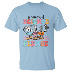 Retro Teacher T Shirt 100 Days of School, A Moment of Science Please TS01 Light Blue Print Your Wear