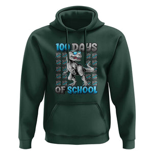 100 Days of School T-Rex Hoodie 100 Days Smarter Celebration TS01 Dark Forest Green Print Your Wear