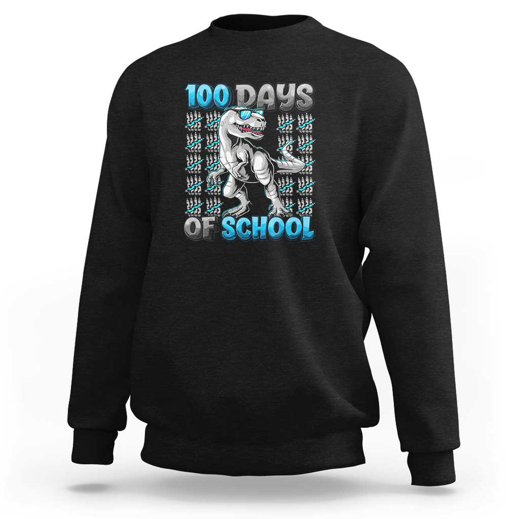 100 Days of School T-Rex Sweatshirt 100 Days Smarter Celebration TS01 Black Print Your Wear