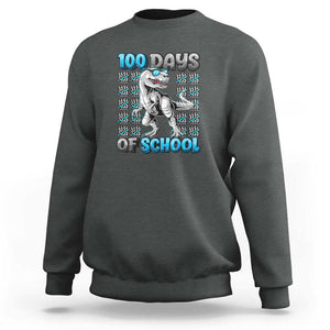 100 Days of School T-Rex Sweatshirt 100 Days Smarter Celebration TS01 Dark Heather Print Your Wear