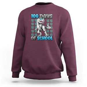 100 Days of School T-Rex Sweatshirt 100 Days Smarter Celebration TS01 Maroon Print Your Wear