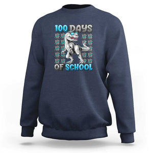 100 Days of School T-Rex Sweatshirt 100 Days Smarter Celebration TS01 Navy Print Your Wear