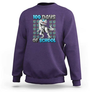 100 Days of School T-Rex Sweatshirt 100 Days Smarter Celebration TS01 Purple Print Your Wear