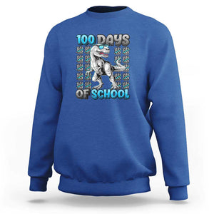 100 Days of School T-Rex Sweatshirt 100 Days Smarter Celebration TS01 Royal Blue Print Your Wear