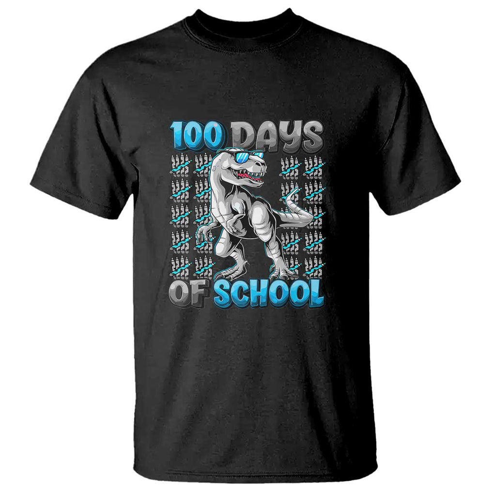 100 Days of School T-Rex T Shirt 100 Days Smarter Celebration TS01 Black Print Your Wear