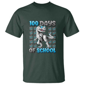 100 Days of School T-Rex T Shirt 100 Days Smarter Celebration TS01 Dark Forest Green Print Your Wear