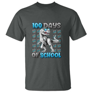 100 Days of School T-Rex T Shirt 100 Days Smarter Celebration TS01 Dark Heather Print Your Wear