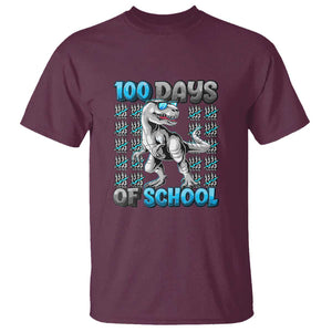 100 Days of School T-Rex T Shirt 100 Days Smarter Celebration TS01 Maroon Print Your Wear