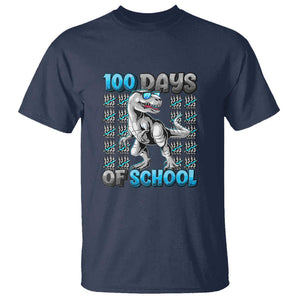 100 Days of School T-Rex T Shirt 100 Days Smarter Celebration TS01 Navy Print Your Wear