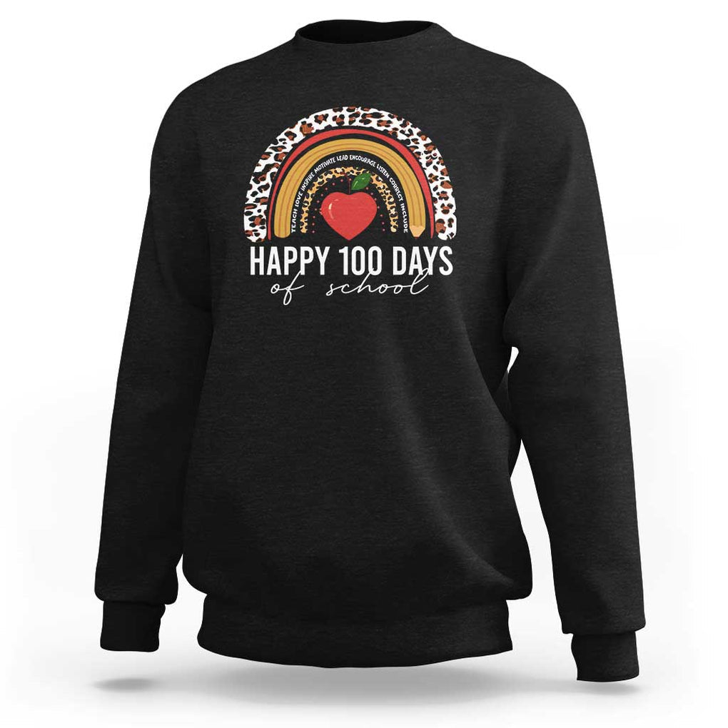 Rainbow 100 Days of School Sweatshirt Womens Happy 100th Day for Teacher TS01 Black Print Your Wear