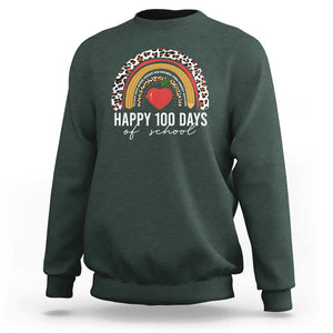 Rainbow 100 Days of School Sweatshirt Womens Happy 100th Day for Teacher TS01 Dark Forest Green Print Your Wear